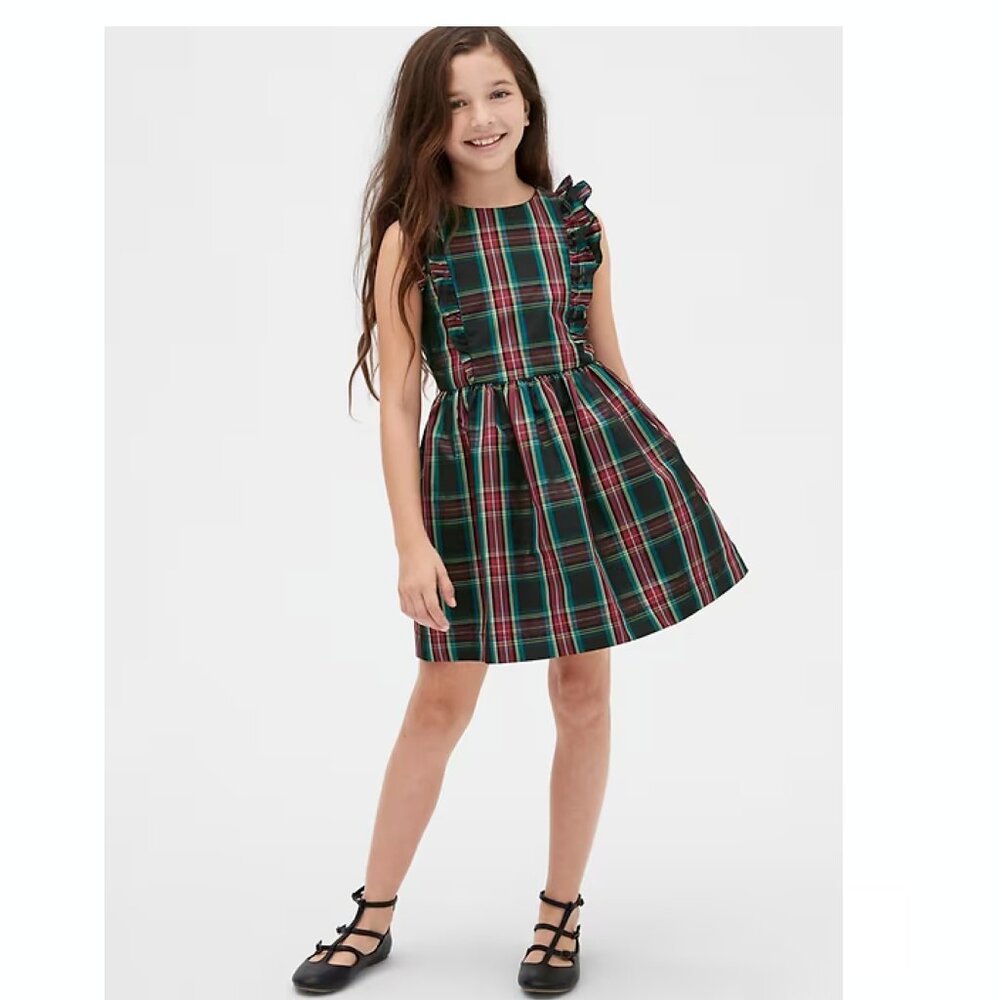 Gap Kids Girls Ruffle Tartan Holiday Plaid Taffeta Dress - Picture 4 of 4